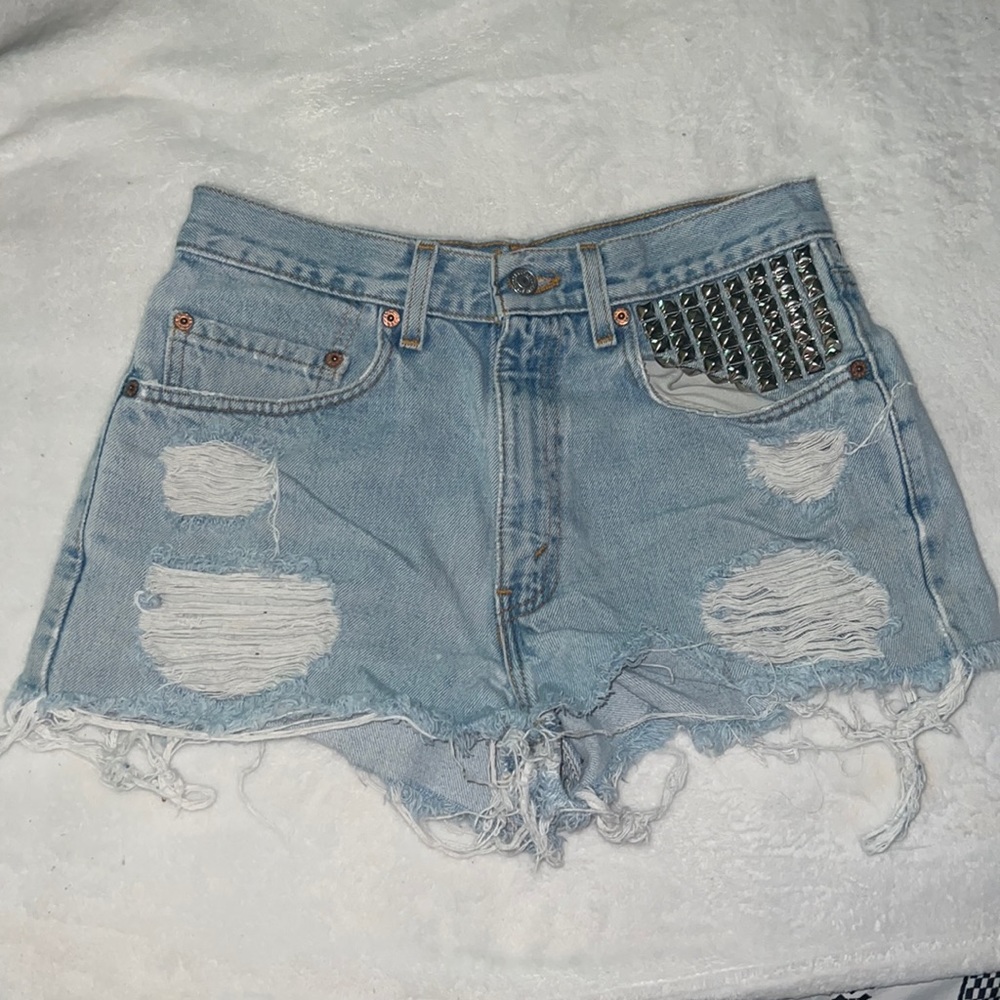 SOLD Hand-studded HOT 1980's Levi's Denim Shorts
